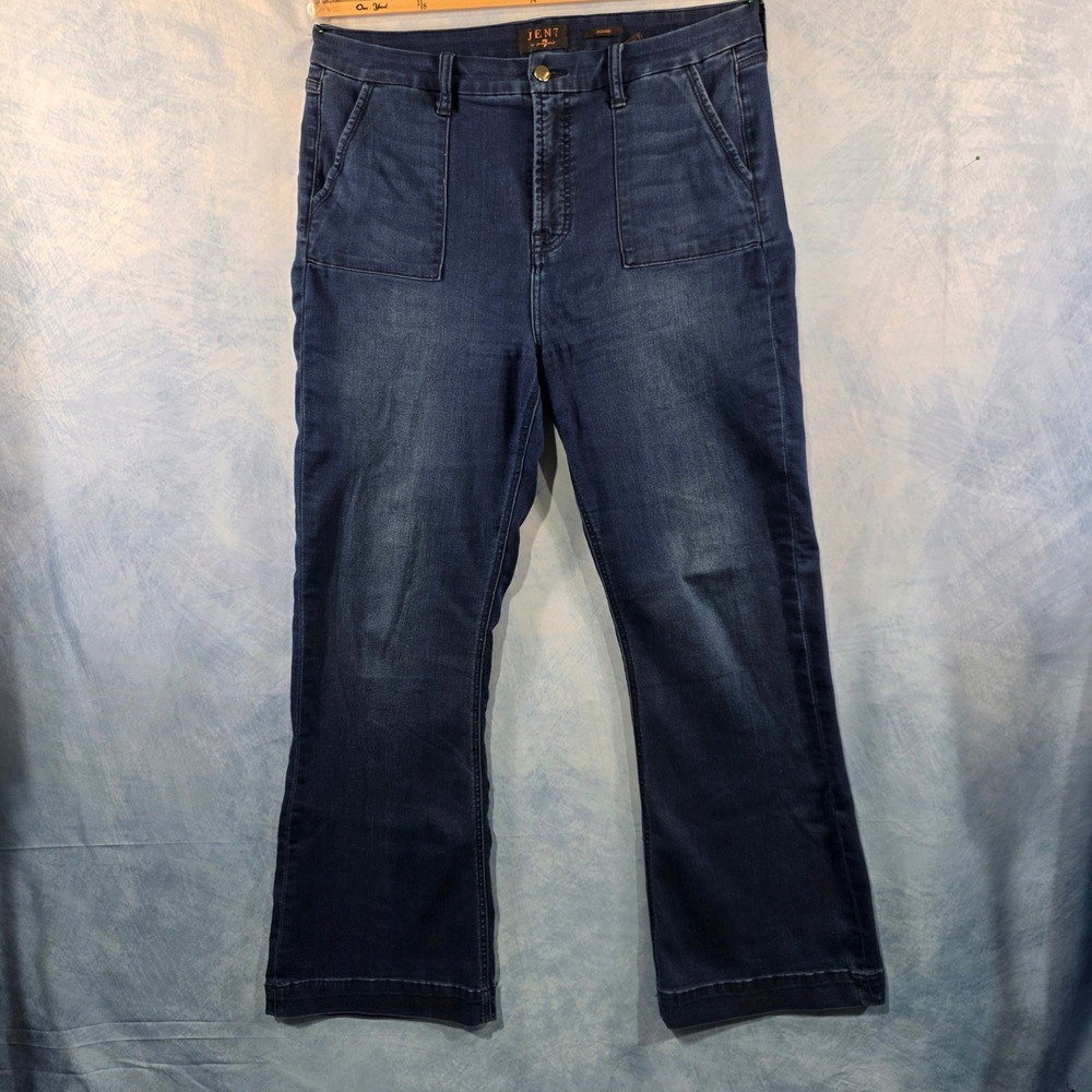 Jen7‎ by 7 For All Mankind Trouser Jeans Dark Wash Patch Pocket Blue Denim Sz 14